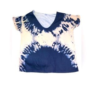 Blue and White Tie Dye Design T-Shirt Women Size XL